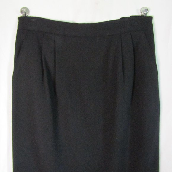 Sag Harbor Black 100% New Wool Double Pleated Waist Skirt Pockets Size 14 - Picture 2 of 8